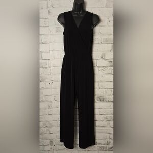 NY Collection Petite Black Wide Leg Jumpsuit Sleeveless Stretch PS